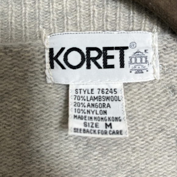Vintage KORET 80's Gray Cardigan Lambswool/Angora Women's Size Medium - Picture 5 of 14